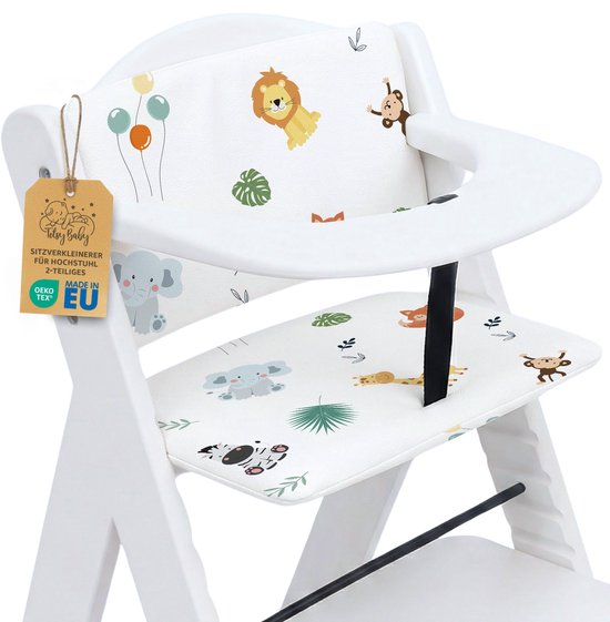 Stoelverkleiner Kinderstoel Kussen Baby Zitkussen - 2-delig - Stoelkussen voor Hauck Stokke Hoge Babystoel Trapstoel Waterafstotende Bekleding Oeko-Tex certificaat Safari