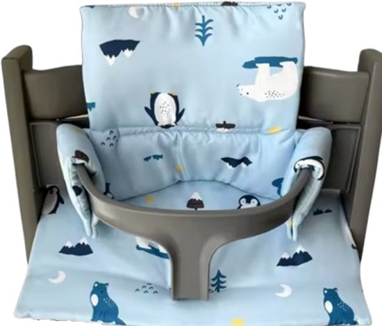 Stoelverkleiner noordpool dieren - kussenset ijsbeer - stoelverkleiner voor stokke tripp trapp - kinderstoel verkleiner - stoel kussen van Merkloos