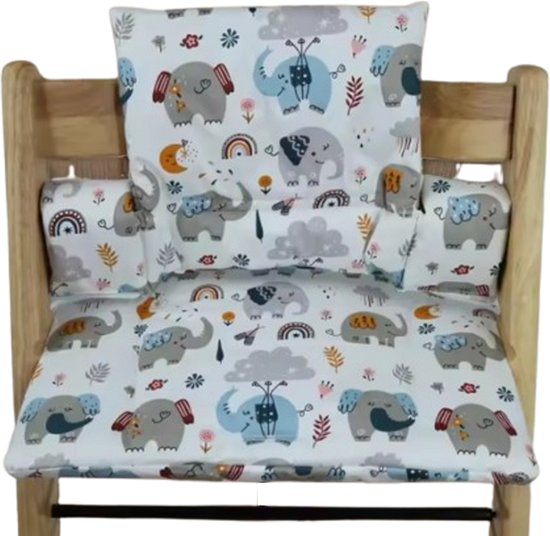 Stoelverkleiner olifanten - kussenset olifant - stoelverkleiner voor stokke tripp trapp - kinderstoel verkleiner - stoel kussen van Merkloos