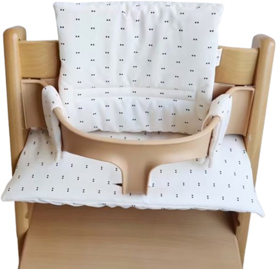 Stoelverkleiner stippen - kussenset stippen - stipjes motief - stoelverkleiner geschikt voor stokke tripp trapp - kinderstoelverkleiner van Merkloos
