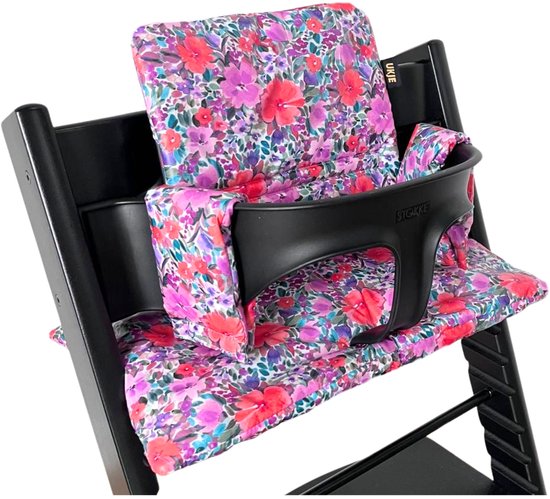Stoelverkleiner TrippTrapp - Geschikt voor Stokke Tripp Trapp Kussenset - Kinderstoel Verkleiner - Geplastificeerd en Snel Schoon - Retro bloemen van Merkloos
