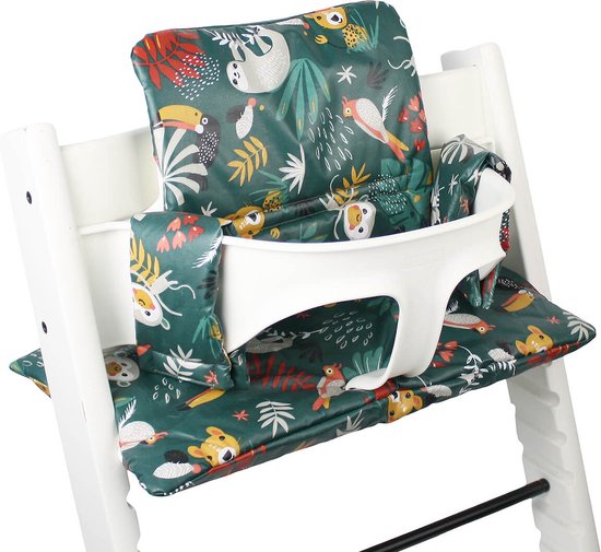 Stoelverkleiner TrippTrapp - Geschikt voor Stokke Tripp Trapp Kussenset - Kinderstoel Verkleiner - Perfecte Pasvorm - Geplastificeerd en Snel Schoon - Groen aap van Bébéjou