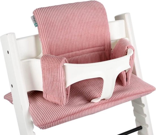 Stoelverkleiner TrippTrapp - Geschikt voor Stokke Tripp Trapp Kussenset - Kinderstoel Verkleiner - Perfecte Pasvorm - Luxe Velvet / Zacht Katoen en Extra Dik - Ribstof - Roze van Nolleo