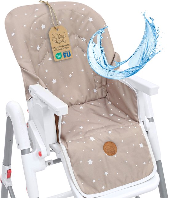 Stoelverkleiner voor kinderstoel Baby Stoelkussen Stoel - Kinderzitkussen voor Ikea Peg Perego Kinderstoel Stoelhoes voor kinderstoel Babystoel en kinderstoelen Oeko-Tex Beige met witte sterren