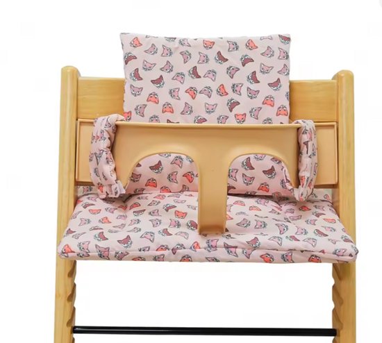 Stoelverkleiner vossen - kussenset vosjes roze - stoelverkleiner voor stokke tripp trapp - kinderstoel verkleiner - stoel kussen van Merkloos