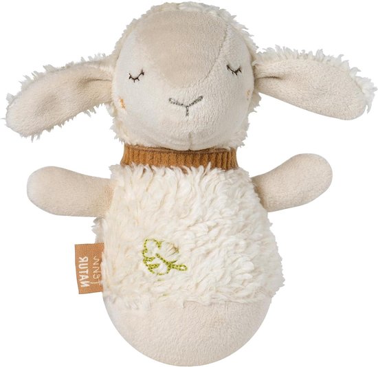 Stoffen Staande Schaap - Motoriek Speeltje - Baby Ontwikkeling - Zelfcorrigerende Functie - 15 cm - Ecru