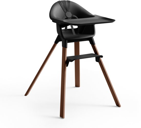 Stokke Clikk Kinderstoel, Black/Warm Brown - Alles-in-één kinderstoel met dienblad + harnas - Licht, duurzaam, reisvriendelijk - Geschikt voor 6-36 maanden of maximaal 15 kg van Stokke