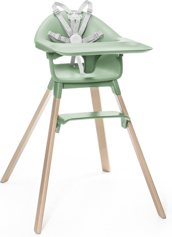 Stokke Clikk Kinderstoel, Clover Green - Alles-in-één kinderstoel met dienblad + harnas - Licht, duurzaam, fijn voor onderweg - Geschikt voor 6-36 maanden of maximaal 15 kg van Stokke