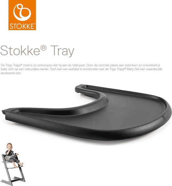 Stokke Dienblad, Zwart - Compatibel met babyset Tripp Trapp - Handig in gebruik en schoon - Gemaakt van BPA-vrij plastic - Geschikt voor peuters van 6-36 maanden van Stokke