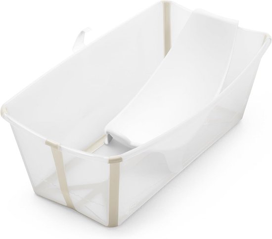 Stokke Flexi Bath (Sandy Beige) met houder voor pasgeborenen - duurzaam en gemakkelijk op te bergen - comfortabel thuis of onderweg - ideaal voor pasgeborenen tot 48 maanden van Stokke