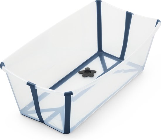 Stokke Flexi Bath, Transparant Blauw - Opvouwbaar babybadje - Lichtgewicht, duurzaam en gemakkelijk op te bergen - Handig voor thuis of op reis - Geschikt voor pasgeborenen en baby's van Stokke
