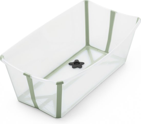 Stokke Flexi Bath, Transparant Groen - Opvouwbaar babybadje - Lichtgewicht, duurzaam en gemakkelijk op te bergen - Handig voor thuis of op reis - Geschikt voor pasgeborenen en baby's van Stokke