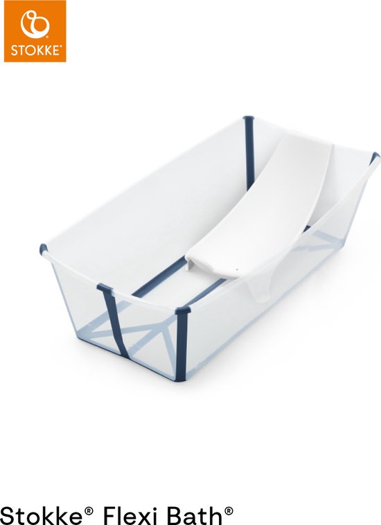 Stokke® Flexi Bath® X-Large set - Flexi Bath® XL + Newborn Support - Transparant blauw van Merkloos