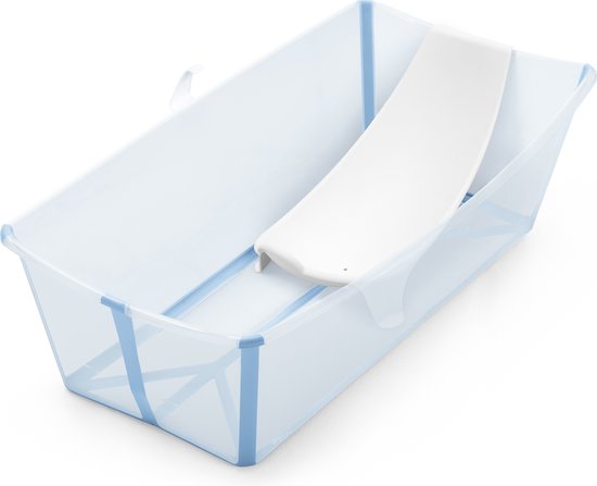 Stokke Flexi Bath XL (Ocean Blue) met ondersteuning voor pasgeborenen - Duurzaam en gemakkelijk op te bergen - Handig thuis of op reis - Geschikt voor kinderen van 0-6 jaar van Merkloos