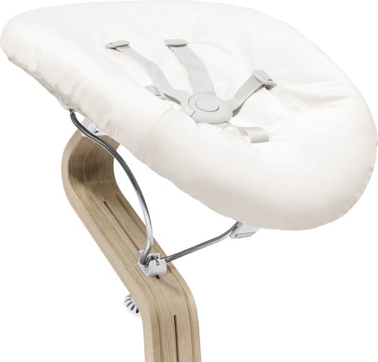 Stokke Nomi newbornset, Wit/Grey Sand - Inclusief 5-punts veiligheidsharnas en omkeerbare, wasbare textielset - Past op alle Stokke Nomi stoelen van Stokke