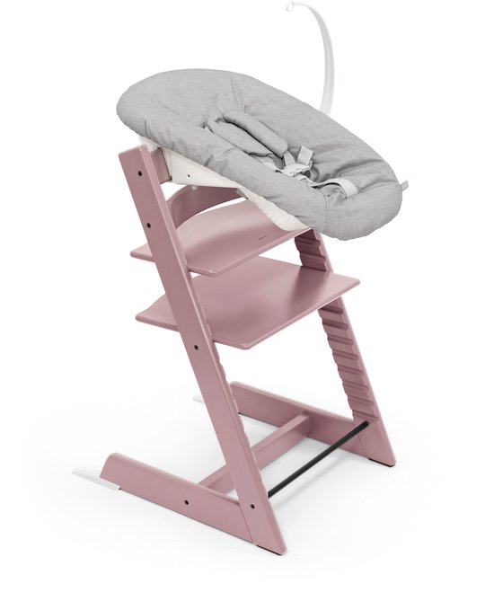 Stokke Tripp Trapp bundel Heather Mauve/lila| Babyset Heather Mauve | Newbornset wit/grijs | Tray White | Kussenset Nordic Grey van Merkloos