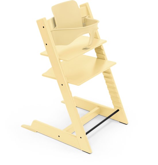Stokke Tripp Trapp bundel Lemon Yellow - Babyset Lemon Yellow - Newborn Vanilla White/ Beige - Tray Vanilla White - Kussenset Lemon Daze van Stokke