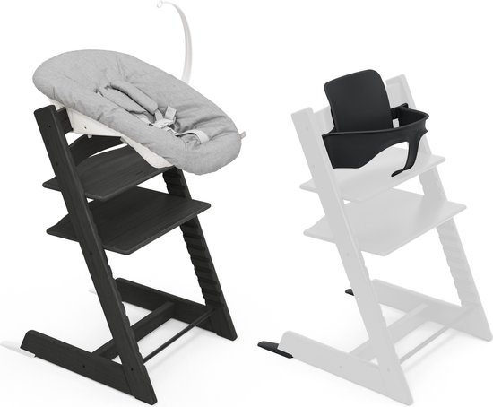 Stokke Tripp Trapp kinderstoel, eikenzwart (inclusief stoel en babyset2) met set voor pasgeborenen - veilig, verstelbaar, ergonomisch ontwerp van Stokke