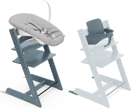 Stokke Tripp Trapp kinderstoel, fjordblauw (inclusief stoel en babyset2) met set voor pasgeborenen - veilig, verstelbaar, ergonomisch ontwerp van Stokke
