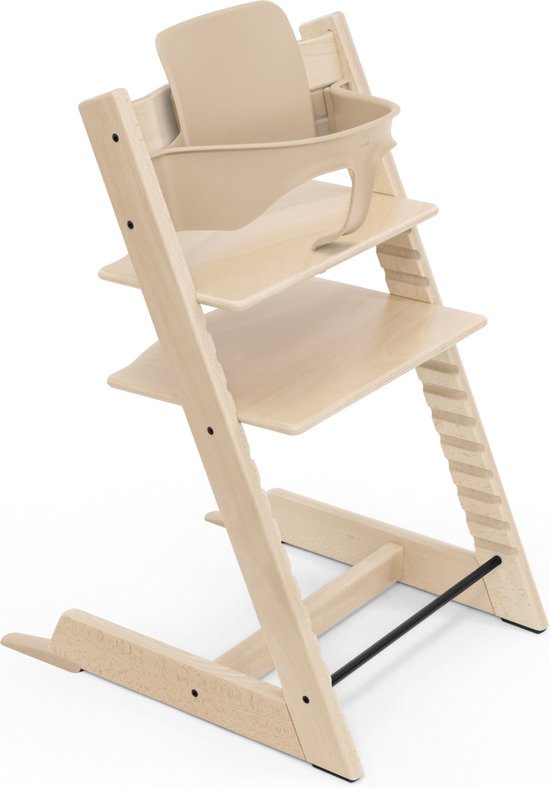 Stokke Tripp Trapp kinderstoel, naturel - inclusief stoel + babyset2 voor kinderen van 6-36 maanden - verstelbaar, ergonomisch en gemakkelijk schoon te maken van Stokke