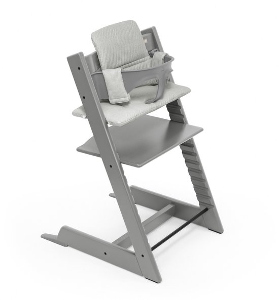 Stokke Tripp Trapp kinderstoel (Storm Grey) met kussen OCS (Nordic Grey) - Inclusief Tripp Trapp stoel, babyset 2 voor kinderen van 6-36 maanden van Stokke