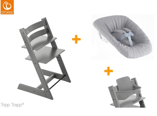 Stokke tripp trapp kinderstoel - Storm grey + newbornset + babyset!! van Merkloos