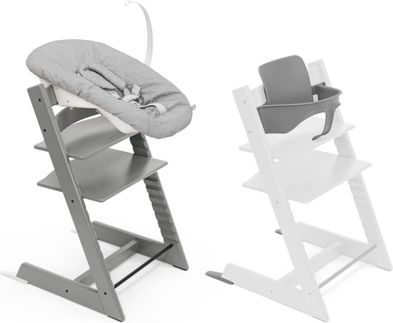 Stokke Tripp Trapp kinderstoel, stormgrijs (inclusief stoel en babyset2) met set voor pasgeborenen - veilig, verstelbaar, ergonomisch ontwerp van Stokke