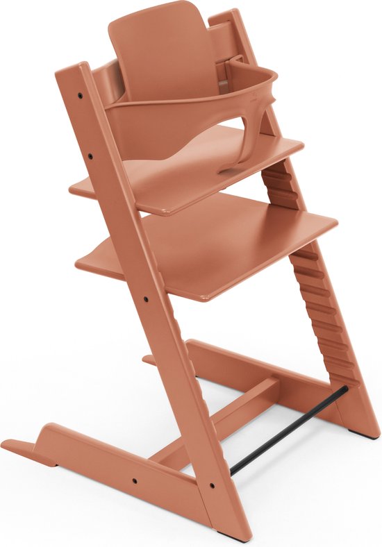 Stokke Tripp Trapp kinderstoel, terracotta - inclusief stoel + Babyset 2 voor kinderen van 6-36 maanden - verstelbaar, ergonomisch en gemakkelijk schoon te maken van Stokke