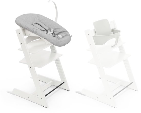 Stokke Tripp Trapp kinderstoel, White (inclusief stoel en Babyset 2) met set voor pasgeborenen (Grey) - veilig, verstelbaar, ergonomisch ontwerp van Stokke