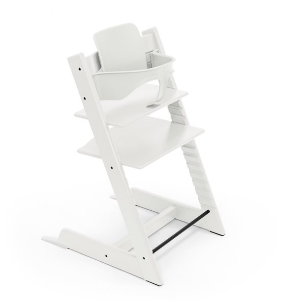 Stokke Tripp Trapp kinderstoel, wit - inclusief stoel + babyset2 voor kinderen van 6-36 maanden - verstelbaar, ergonomisch en gemakkelijk schoon te maken van Stokke