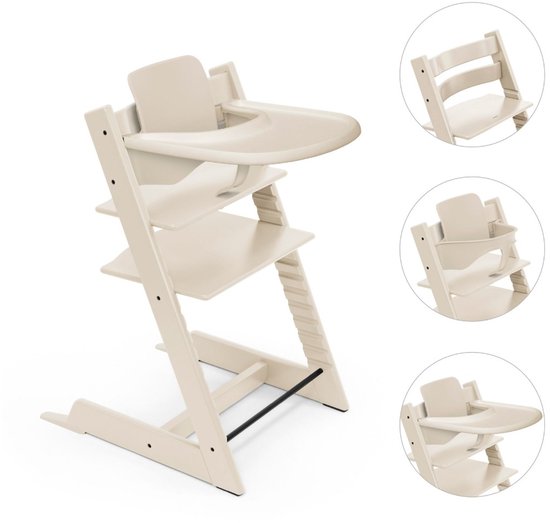 Stokke Tripp Trapp meegroeiende baby- en kinderstoel (Vanilla Wit) met Stokke Tray (Vanilla Wit)