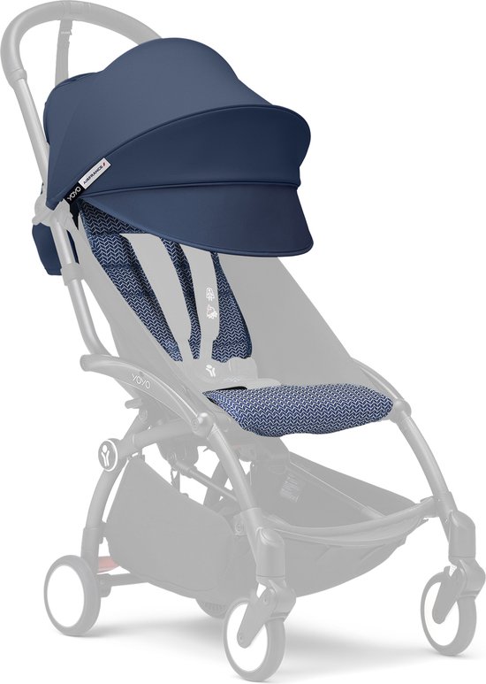 Stokke YOYO 6+ Color Pack, Air France Blue - Textiel: zitkussen, uitschuifbare luifel en achterzak met ritssluiting - Voor het YOYO-frame (los verkrijgbaar) van Stokke