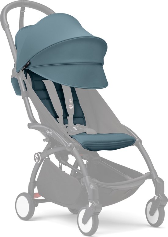 Stokke YOYO 6+ Color Pack, Aqua - Textiel: zitkussen, uitschuifbare luifel en achterzak met ritssluiting - Voor het YOYO-frame (los verkrijgbaar) van Stokke