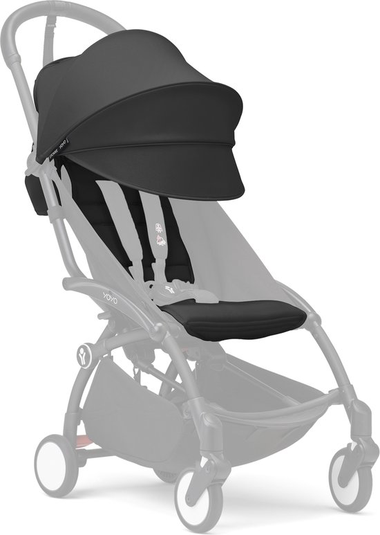 Stokke YOYO 6+ Color Pack, Black - Alleen textiel: zitkussen, uitschuifbare luifel en achterzak met ritssluiting - Vereist YOYO-frame (apart verkrijgbaar) van Stokke