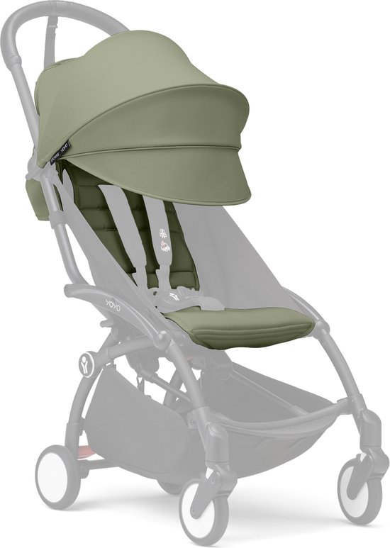 Stokke YOYO 6+ Color Pack, Olive - Textiel: zitkussen, uitschuifbare luifel en achterzak met ritssluiting - Voor het YOYO-frame (los verkrijgbaar) van Stokke