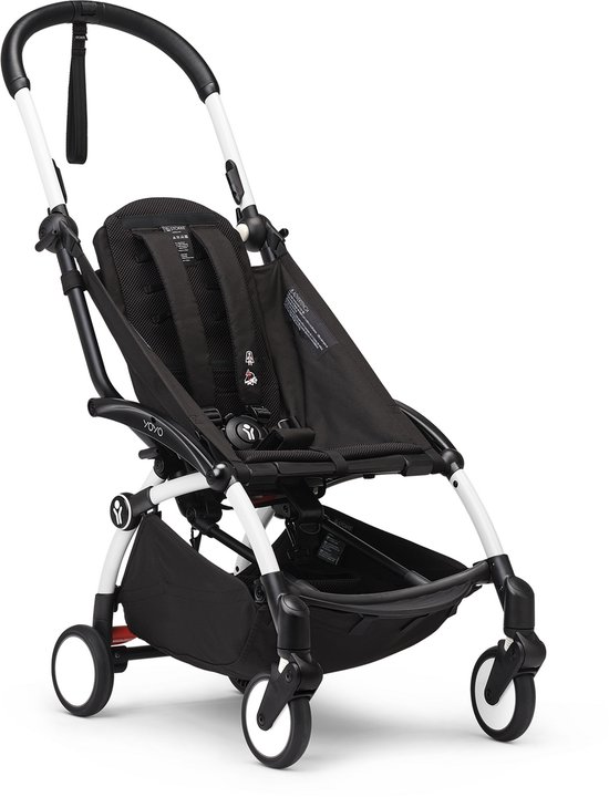 Stokke YOYO3-frame, wit - textielset niet inbegrepen - geleverd met 5-puntsgordel, in meerdere posities verstelbare rugleuning, verlengde kap, gevoerde schouderriem en beschermende opbergtas van Merkloos