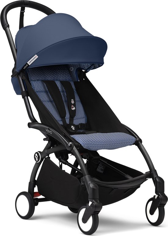 Stokke YOYO3 kinderwagen vanaf 6 maanden - Inclusief zwart frame / Air France Blue zitkussen + luifel - In een handomdraai in- en uitklapbaar - Licht en compact - Compatibel met handbagage van Stokke