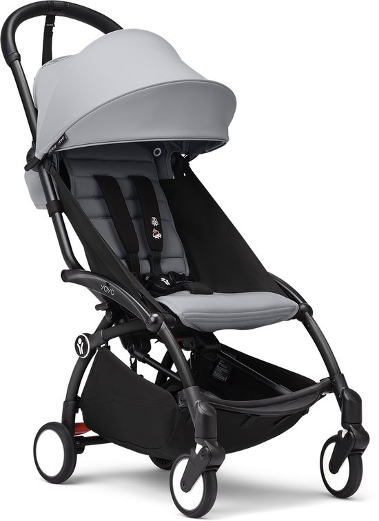 Stokke YOYO3 kinderwagen vanaf 6 maanden - Inclusief zwart frame / Stone zitkussen + luifel - In een handomdraai in- en uitklapbaar - Licht en compact - Past in handbagage