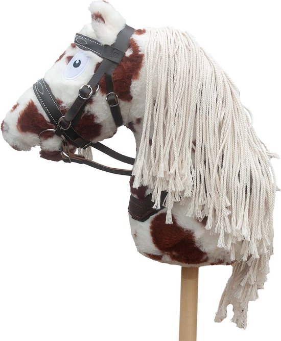Stokpaard Crafty Ponies Hobby Horse Bruin Bont + Staldoos & Hoofdstel van Crafty Ponies
