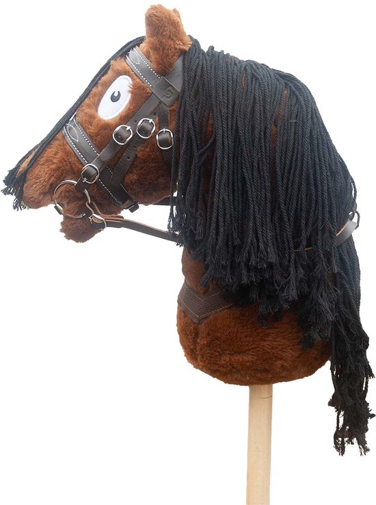 Stokpaard Crafty Ponies Hobby Horse Bruin + Staldoos & Hoofdstel van Crafty Ponies