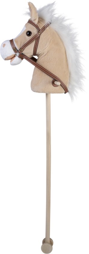 Stokpaardje -beige- geluid - wieltjes van Merkloos