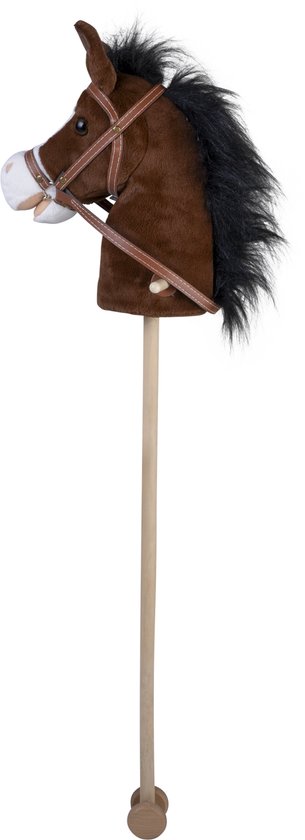 Stokpaardje-bruin-geluid-wieltjes van Merkloos