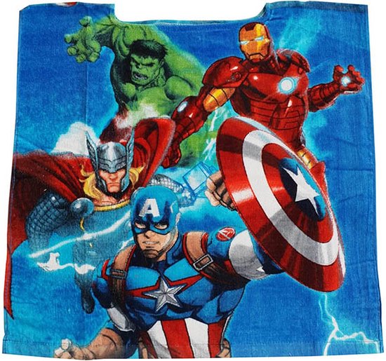 Strandlaken Avengers - Blauw - Badponcho - Badcape - Kinderdoek - Omslagdoek kinderen - Handdoek - Beach cape - zonder capuchon - 50 x 100 cm (Marvel Avengers) van Merkloos