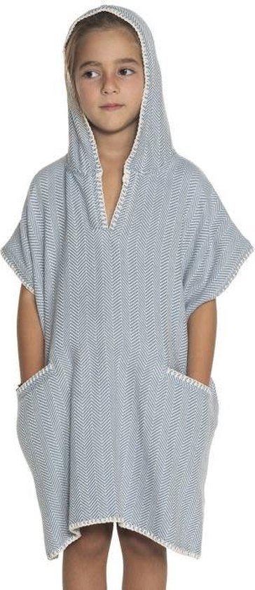 Strandponcho ZigZag Air Blue - maat 2-3 jaar - jongens/meisjes/unisex pasvorm - poncho handdoek voor kinderen met capuchon - zwemponcho - badcape van Funnies.