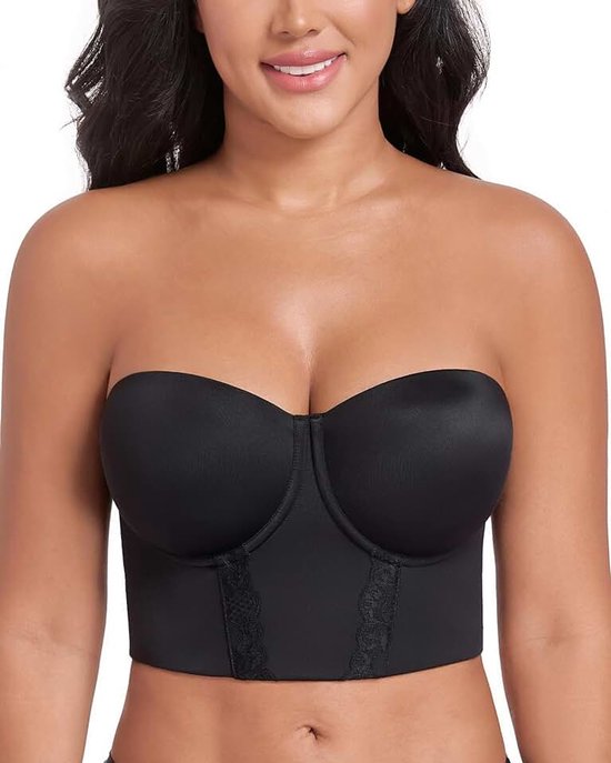 Strapless beha voor dames, push-up-effect, beugel, ondergoed, vormend, beha, korset, houdt stevig vast, grote maten