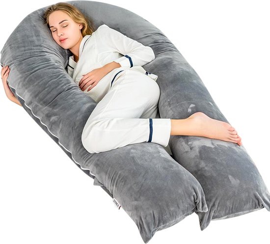 Strex Zwangerschapskussen XXL - 280cm - Afneembare Hoes - Zijslaapkussen / Body Pillow / Lichaamskussen / Voedingskussen van Strex