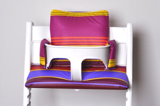 Stripes purple multicolor kussenset voor de stokke tripptrapp kinderstoel-stoelverkleiner-tripptrapp kussen-liefleukenhip van Lief Leuk & Hip