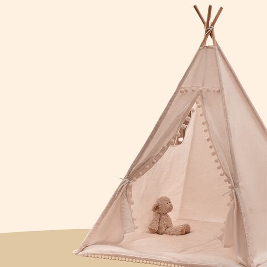 Studio Bloom Kinder Speeltent Tipi Tent Kinderen Meisjes Jongens Speelgoed Kindertent Kind Peuter Speelhuisje - Beige van Merkloos