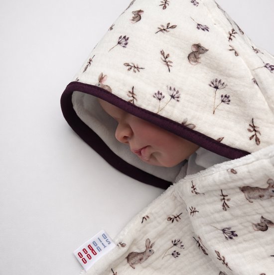 Studio BooBoo - Baby Badhanddoek met Kap - Hydrofiel/Badstof - Konijntjes Print - Perfect voor Bad en Zwemmen
