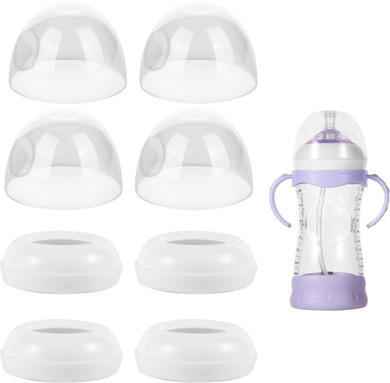 stuks flessenringen en doppen, inclusief 4 babyflesdeksels en 4 schroefringen voor voedingsflessen. BPA-vrije vervangingsdoppen voor moederflessen, compatibel met Philips Avent.